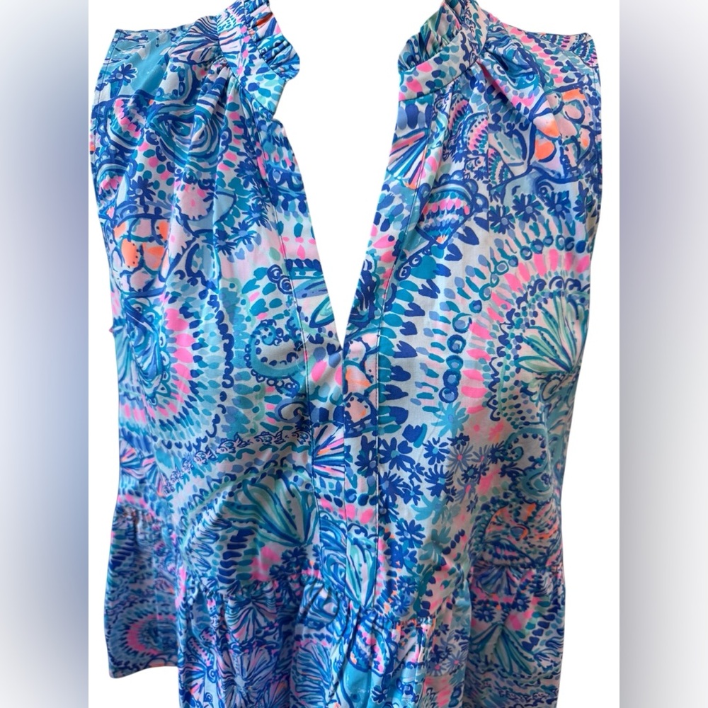 Lilly Pulitzer Blouse Novella Ruffle Hem Tank Top Women’s Size Large NWT - Picture 5 of 16